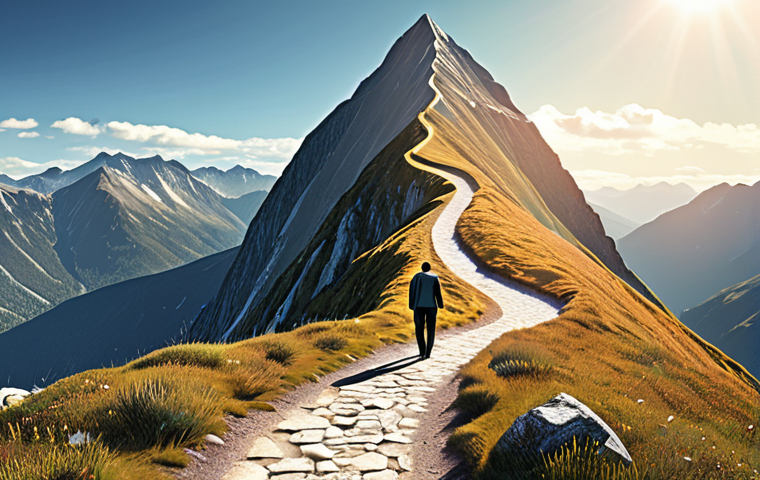 **

A winding mountain path with a hiker (businessman) looking toward a bright, sunny peak (successful exit).  Include a visible timeline overlaid on the path, showing key milestones.  The overall mood is hopeful and strategic.  Style:  Clean, modern illustration.

**