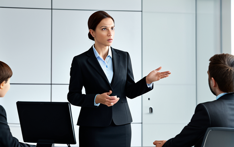 출구 전략과 기업 이미지의 상관관계 - Communicating Difficult News**
"A professional businesswoman in a modest, but elegant, business sui...