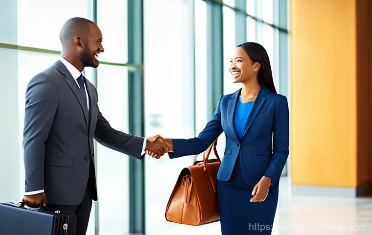 직원 유지를 위한 출구 전략 설계 방법 - **Prompt 1: The Empowered Departure**
    "A diverse group of professionals in a brightly lit, moder...