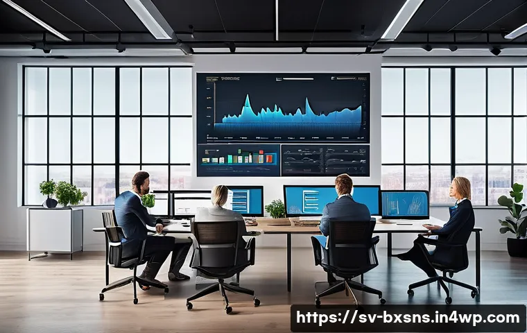 출구 전략을 위한 재무 리포트 작성 방법 - A modern Scandinavian-style office setting with a diverse group of professionals analyzing financial...