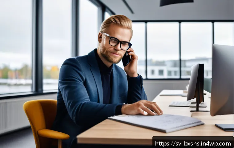 출구 전략에서의 고객 경험 개선 방법 - A professional customer service representative in a modern Scandinavian office setting, speaking emp...
