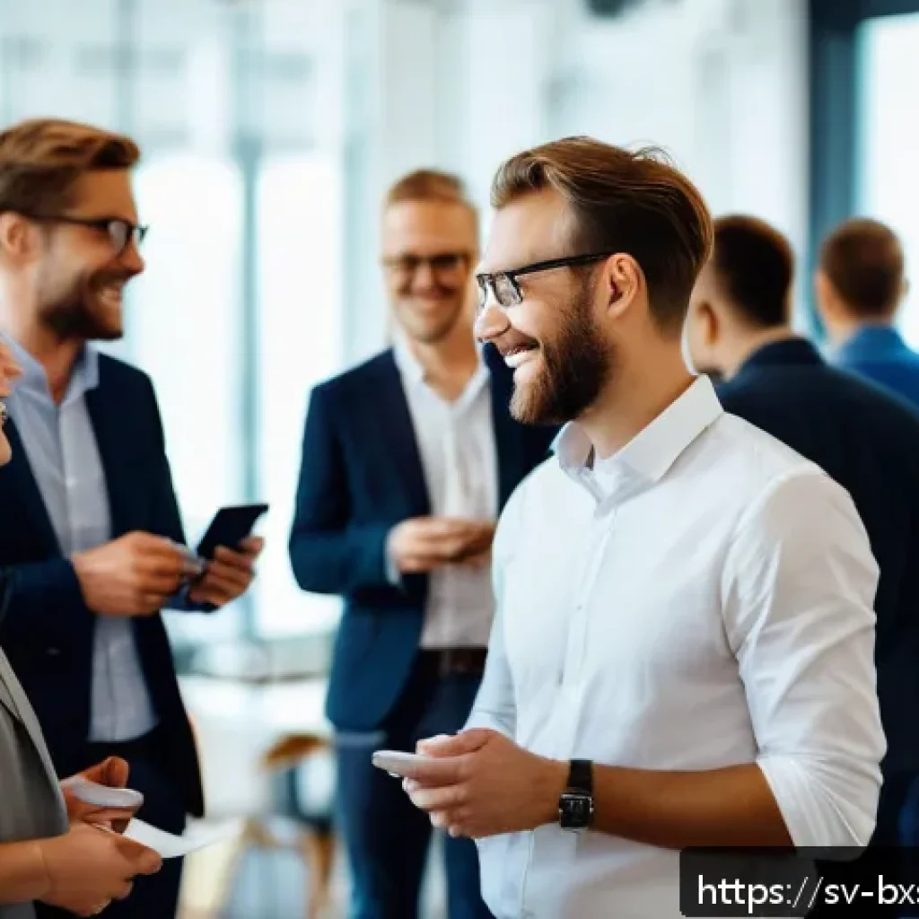 비즈니스 출구 전략을 위한 네트워킹 방법 - A professional Scandinavian business networking event in a modern Stockholm conference room, with di...