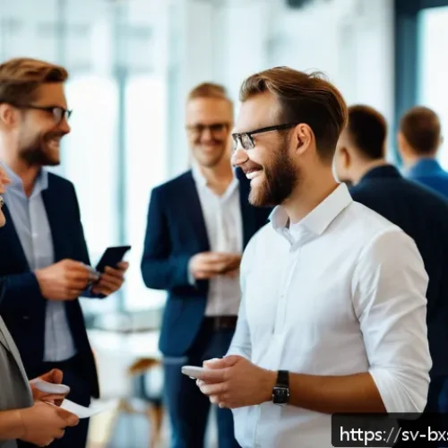 Home 15 비즈니스 출구 전략을 위한 네트워킹 방법 - A professional Scandinavian business networking event in a modern Stockholm conference room, with di...